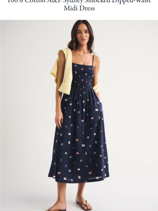 Abercrombie & Fitch Dresses & Skirts - Abercrombie Sydney Navy Printed Smocked Dipped-Waist Midi Dress - xs